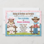 Cowboy And Cowgirl Joint Sibling Birthday Party Invitation at Zazzle