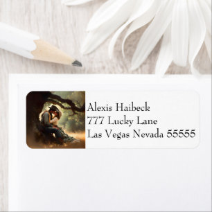 Cowboy and Cowgirl Kissing Wedding Label