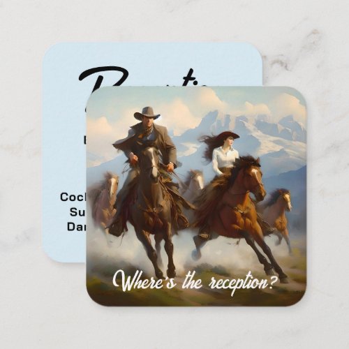 Cowboy and Cowgirl Looking Reception Wedding Enclosure Card