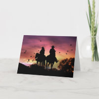 Cowboy and Cowgirl Riding Wedding Congratulations