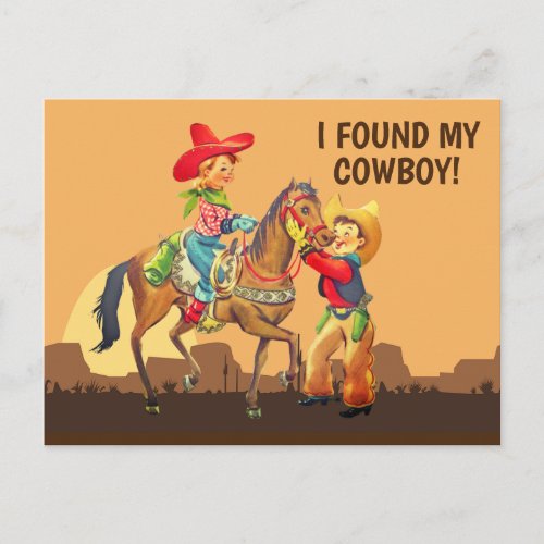 Cowboy and Cowgirl Save the Date Postcard