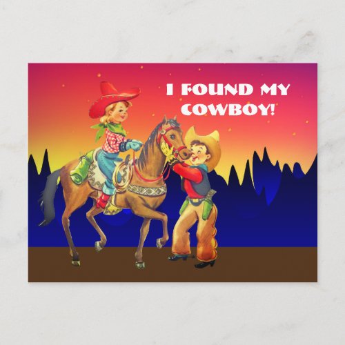 Cowboy and Cowgirl Save the Date Postcard