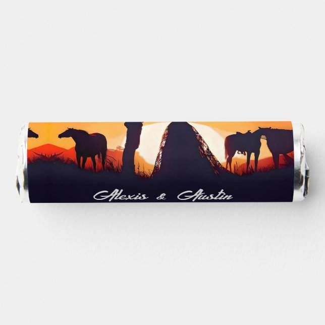 Cowboy and Cowgirl Wedding in Silhouette Breath Savers® Mints (Left)