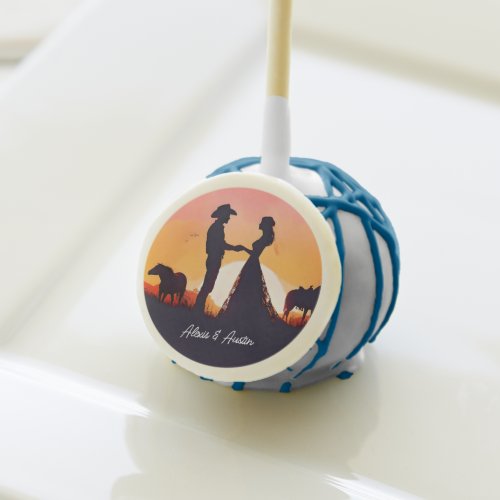 Cowboy and Cowgirl Wedding in Silhouette Cake Pops