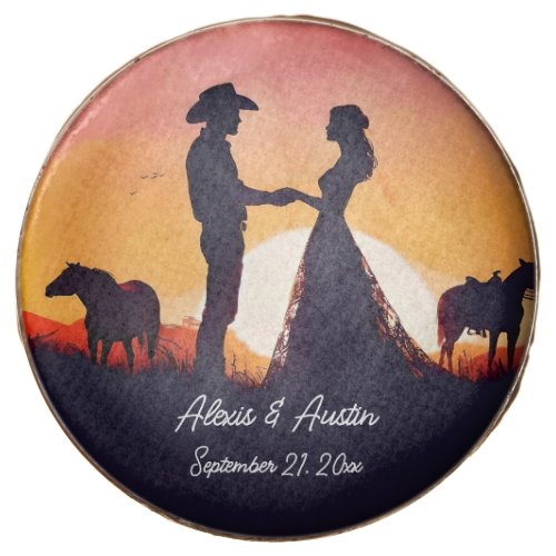 Cowboy and Cowgirl Wedding in Silhouette Chocolate Covered Oreo