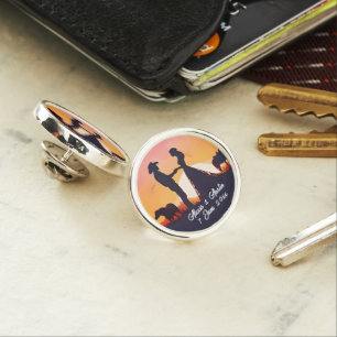 Cowboy and Cowgirl Wedding in Silhouette Lapel Pin