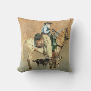 Cowboy and his Appaloosa Throw Pillow