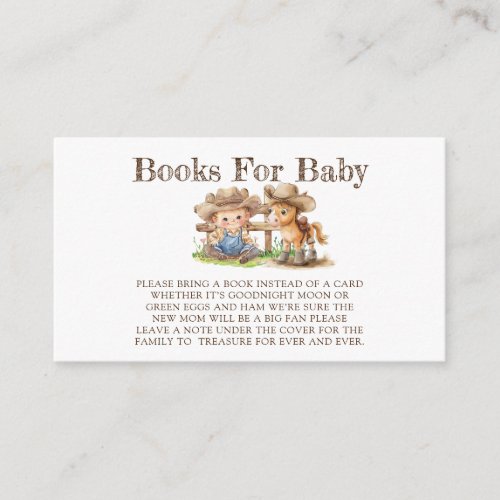 Cowboy and His Horse Boy Books For Baby Enclosure Card