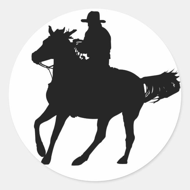 Cowboy and his horse classic round sticker (Front)