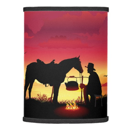 Cowboy and Horse at Sunset Lamp Shade