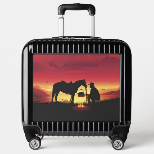 Cowboy and Horse at Sunset Pilot Case Luggage