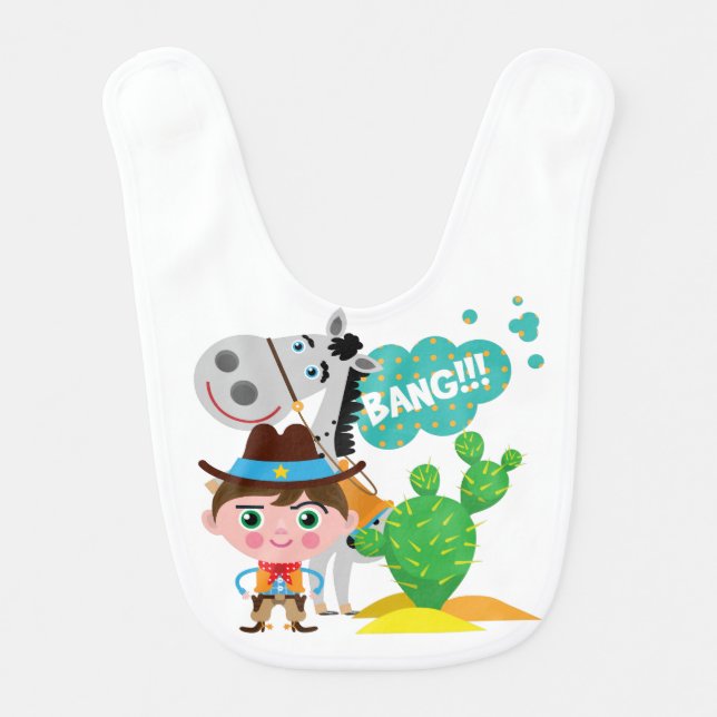 Cowboy and Horse Baby Bib (Front)