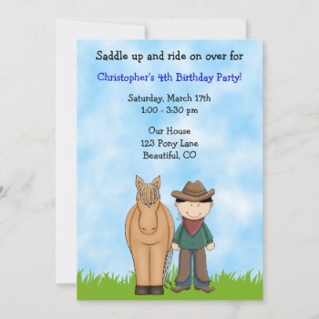 Cowboy And Horse Birthday Invitation by TheCutieCollection at Zazzle