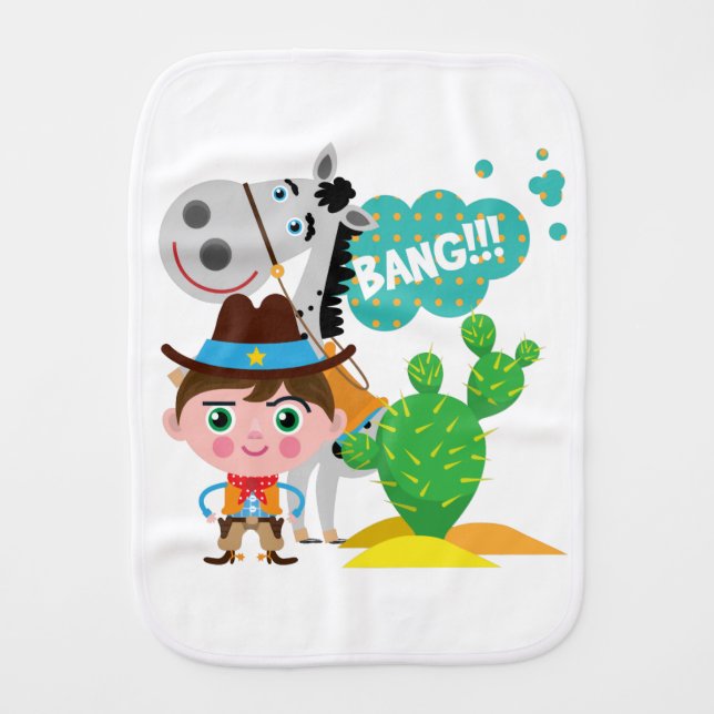 Cowboy and Horse Burp Cloth (Front)