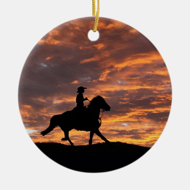 Cowboy and Horse Christmas Ornament (Front)
