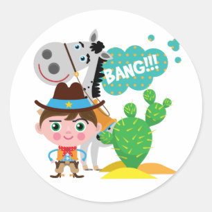 Cowboy and Horse Classic Round Sticker