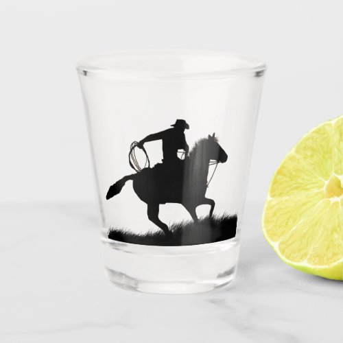 Cowboy and Horse Country Western Silhouetted Shot Glass