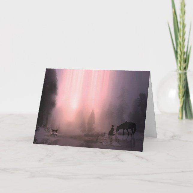 Cowboy and Horse Customizable Christmas Card (Front)