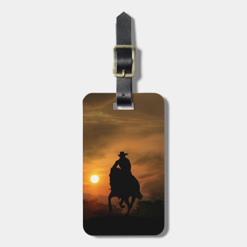 Cowboy and Horse Galloping Luggage Tag