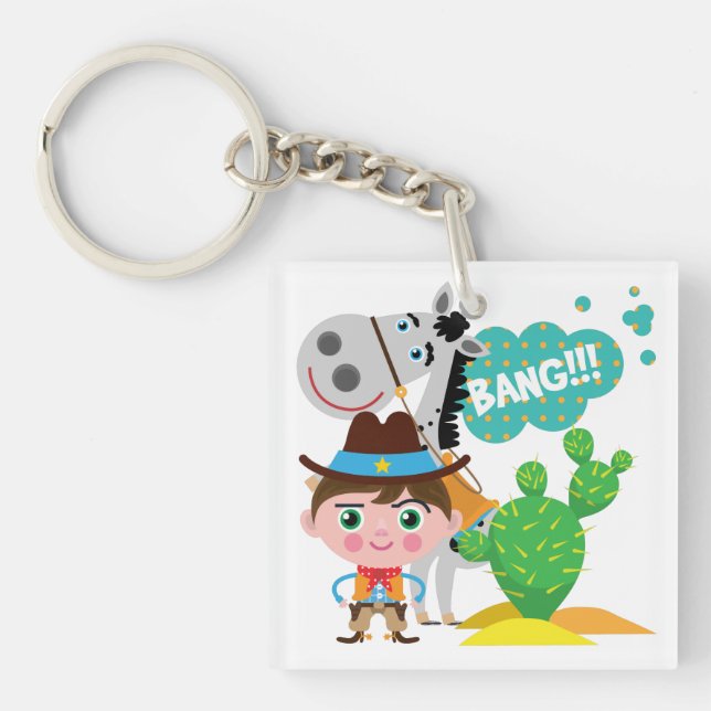 Cowboy and Horse Keychain (Front)