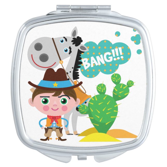 Cowboy and Horse Mirror For Makeup (Front)