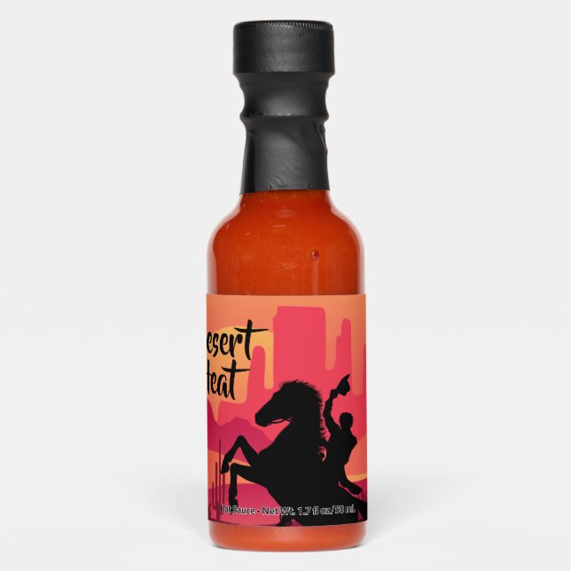 Cowboy and Horse Old Wild West Theme Hot Sauces (Front)