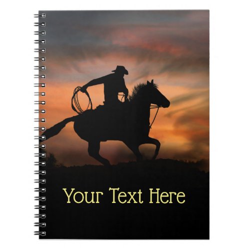 Cowboy and Horse Racing the Sun Notebook