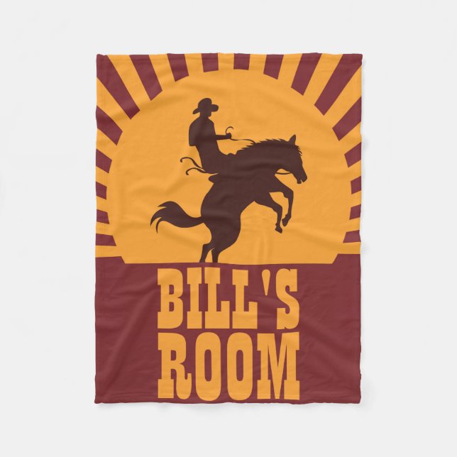 Cowboy and Horse Rodeo Sunset Fleece Blanket (Front)