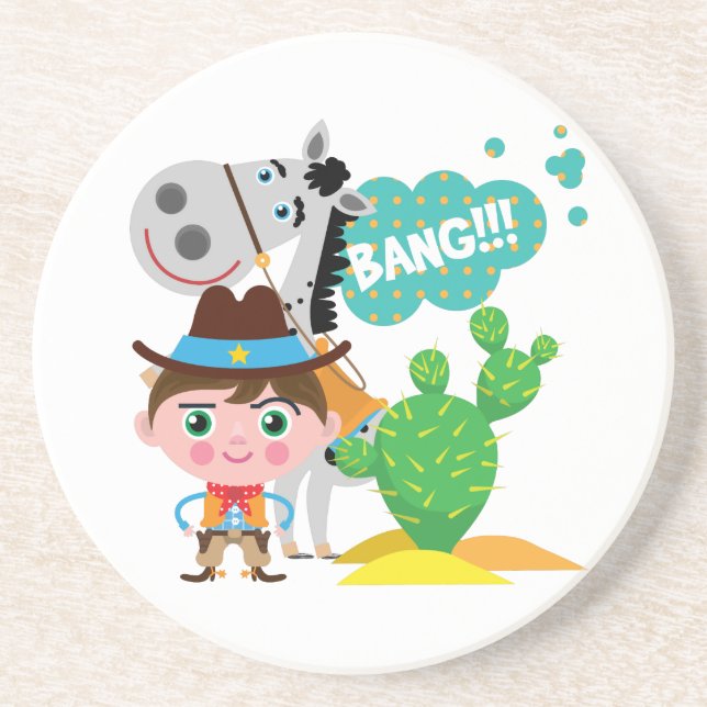 Cowboy and Horse Sandstone Coaster (Front)