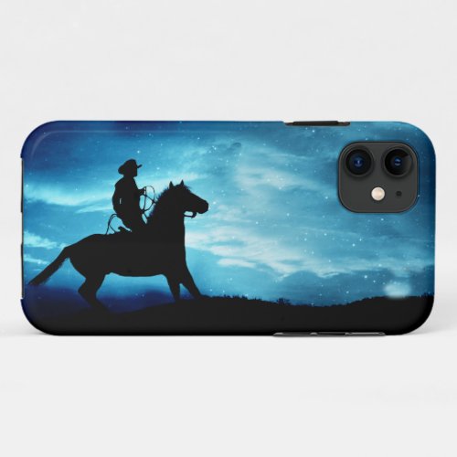 Cowboy and Horse Starry Night Country Western iPhone 11 Case