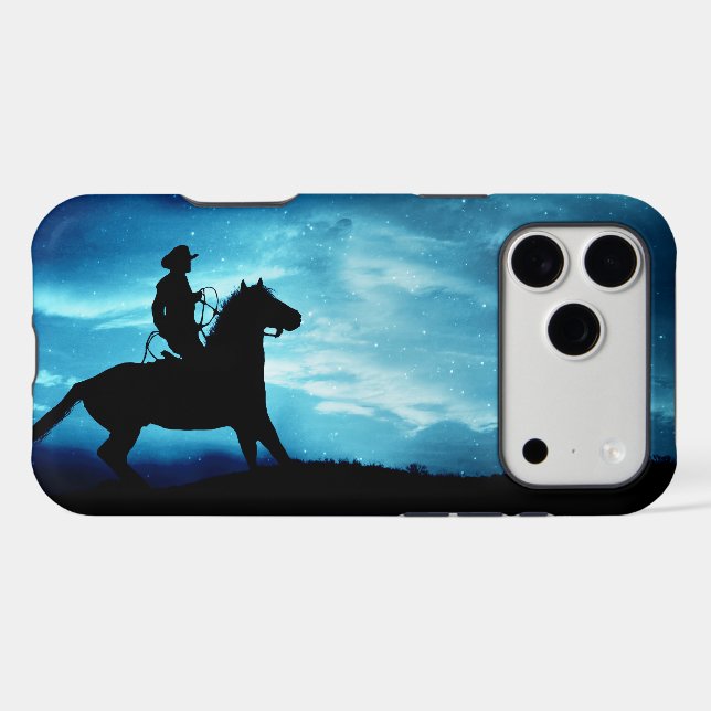 Cowboy and Horse Starry Night Country Western Case-Mate iPhone Case (Back (Horizontal))