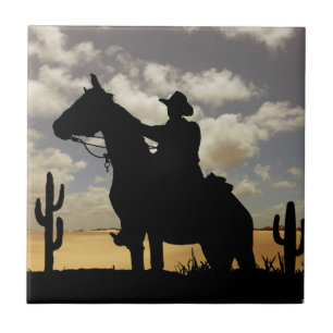 COWBOY AND HORSE TILE