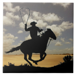 COWBOY AND HORSE TILE