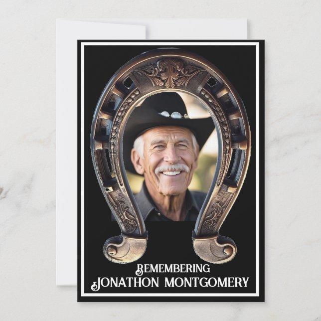 Cowboy and Horseshoe Celebration of Life  Invitation (Front)