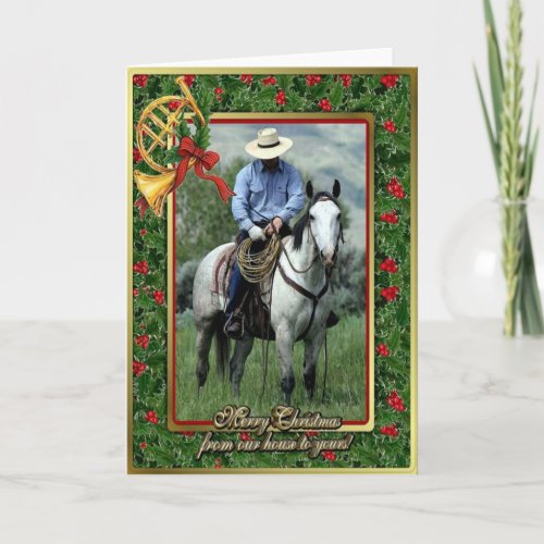 Cowboy And Quarter Horse Blank Christmas Card