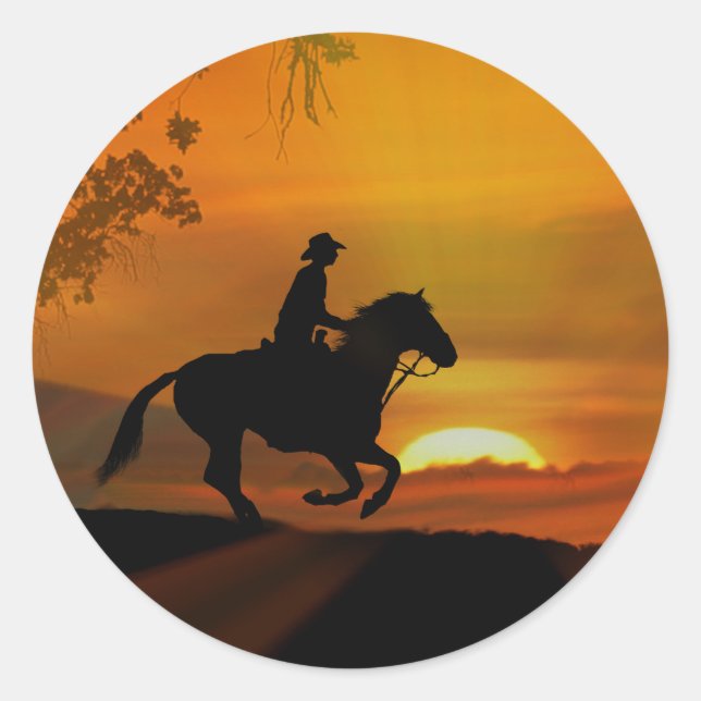 Cowboy and Sunset Country Western Stickers (Front)