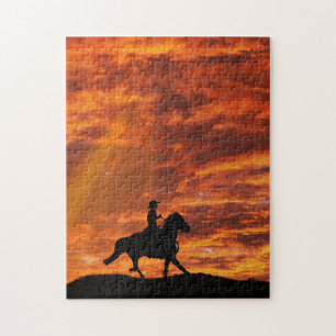 Cowboy and Sunset Super Challenging Jigsaw Puzzle