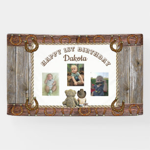 Cowboy and Teddy Bear 1st Birthday Party Banner