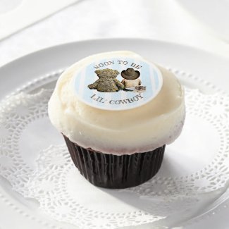 Cowboy and Teddy Bear Baby Shower Cupcake Toppers