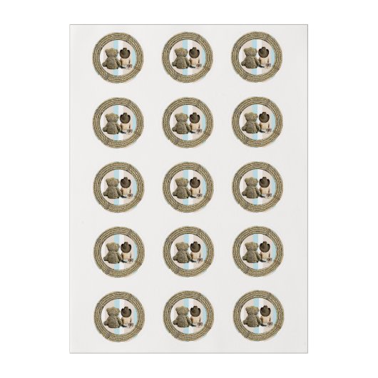 Cowboy and Teddy Bear Baby Shower Cupcake Toppers Edible Frosting Rounds (Sheet)