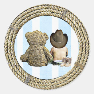 Cowboy and Teddy Bear Baby Shower Stickers