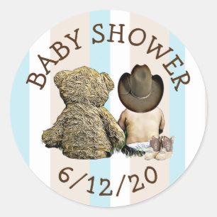 Cowboy and Teddy Bear Baby Shower Stickers