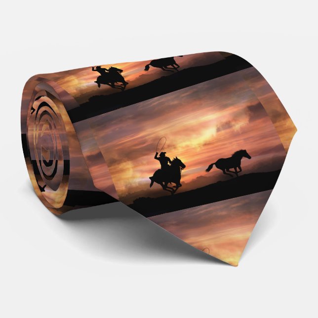Cowboy and Wild Horse Tie (Rolled)