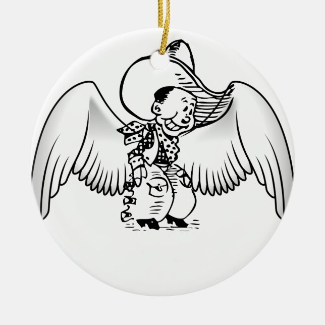 Cowboy Angel Ceramic Ornament (Front)