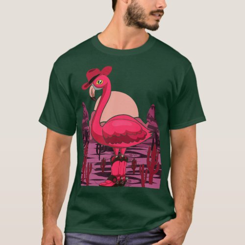 Cowboy Animal Western Country Funny Flamingo T_Shirt