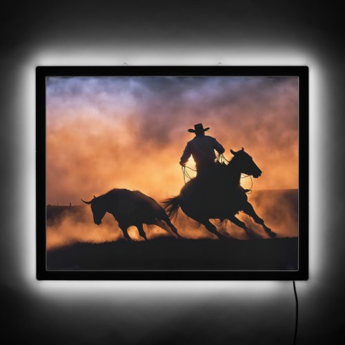 Cowboy Artwork Western LED Sign