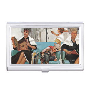 Cowboy Asleep in Beauty Salon Business Card Holder