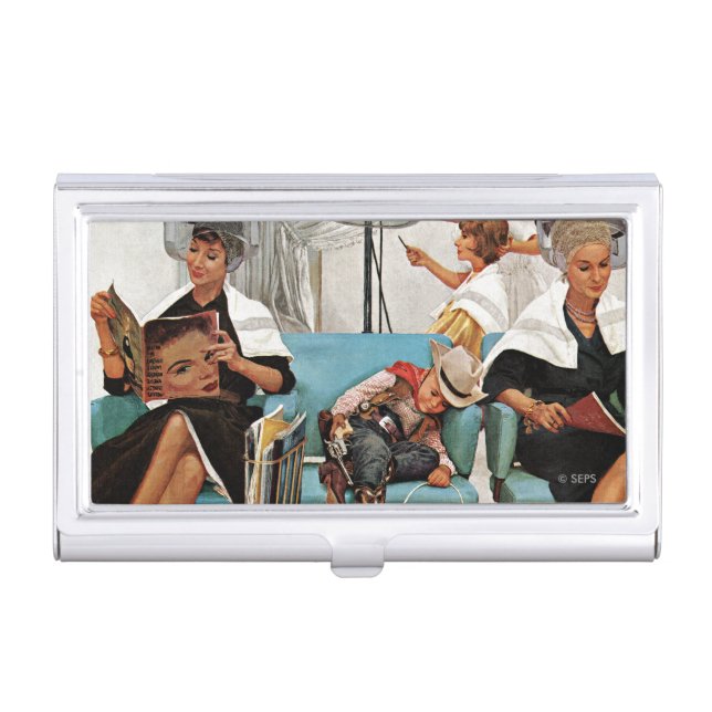 Cowboy Asleep in Beauty Salon Business Card Holder (Front)
