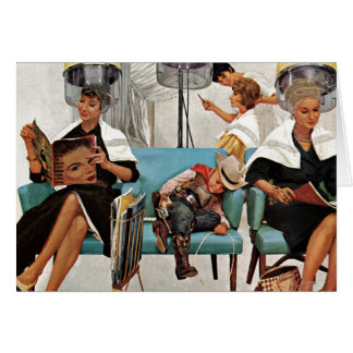 Cowboy Asleep in Beauty Salon Cards
