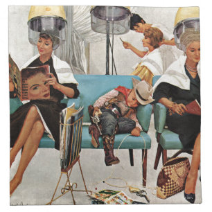 Cowboy Asleep in Beauty Salon Cloth Napkin